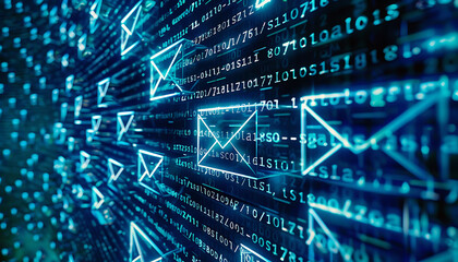 Poster - Threat Alert, Inbox Brimming with Spam, Each Marked for Caution
