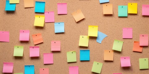 Poster - A cork board filled with colorful post-it notes. Ideal for office organization
