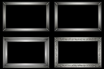 Poster - Set of four silver frames on a black background. Perfect for showcasing photos or artwork