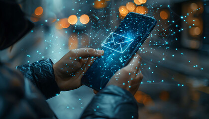 Poster - notification of email spam threats on smartphones, attacks, malware.