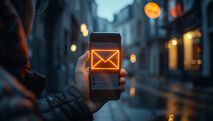 Poster - notification of email spam threats on smartphones, attacks, malware.