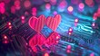 Valentine day Futuristic neon light love hearth shape