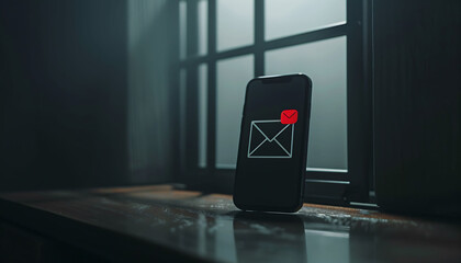 Poster - notification of email spam threats on smartphones, attacks, malware.