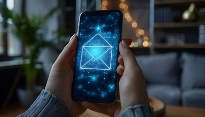 Poster - notification of email spam threats on smartphones, attacks, malware.