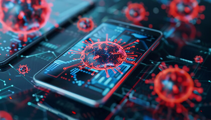 Poster - virus attacks on smartphones, trojans, attacks.