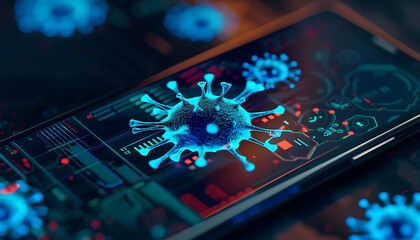 Poster - virus attacks on smartphones, trojans, attacks.