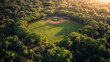 Baseball field aerial view, sports game competition court stadium