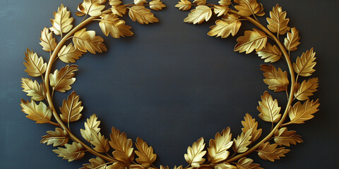 Poster - Gold silhouette laurel foliate wreaths 