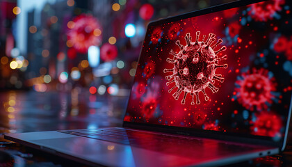 Poster - virus attacks on laptop, trojans, attacks.