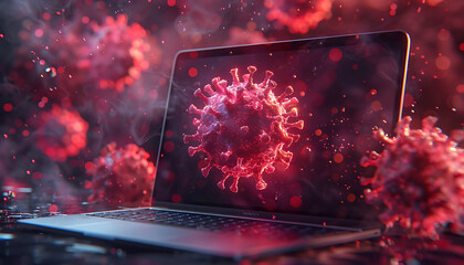 Poster - virus attacks on laptop, trojans, attacks.
