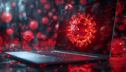Poster - virus attacks on laptop, trojans, attacks.