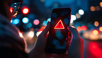 Poster - notification icon warning about smartphone security.