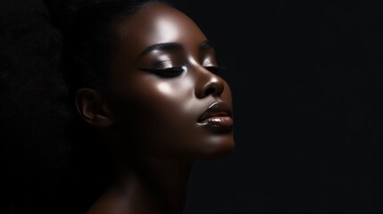  Close Up Portrait of Black Womans Face in Darkness