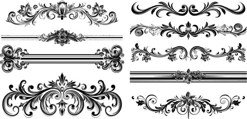 Wall Mural - Vector set of decorative elements, border and page rules