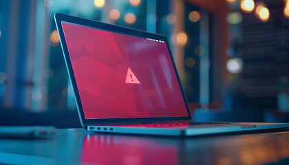Poster - notification icon warning about laptop security.