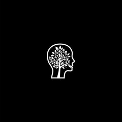 Poster - Natural therapy mind for health logo icon isolated on dark background