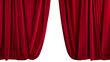 © PNG World - Exquisite scarlet red silk velvet curtains set isolated on transparent background