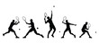 Tennis players. Silhouettes of people playing tennis on a white background. Graphic images for designers and for decorating their work. Vector illustration.