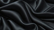 © 9m124f0 - Elegant black silk satin fabric background. Highly detailed and wavy texture. AI-Generated