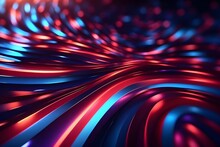 Abstract Background With Lights, Abstract Red Blue Background. Motion Graphics Neon Backlight, Zoom Change Dynamically. Looped 3d Animation. Generative AI