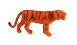 Fototapeta Dinusie - Plastic tiger toy, isolated on white background.