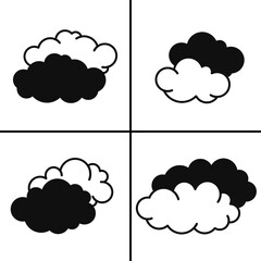 Poster - Vector black and white illustration of cloud icon for business. Stock vector design.