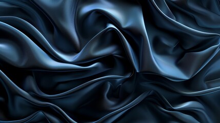 Blue satin wavy fabric cloth background
