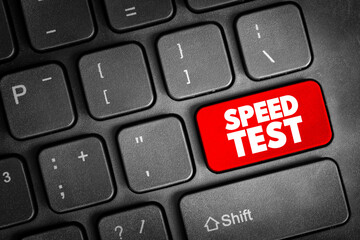 Poster - speed test text button on keyboard, concept background