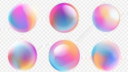 Poster - Gradient circle abstract shape with fluid color gradient on transparent background. Set of soft geometric form mesh elements with blurred effect. Bright iridescent splash sticker.