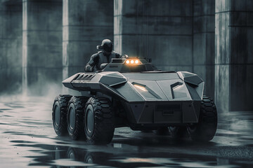 Futuristic army electric military tank