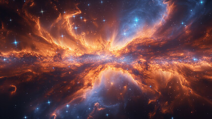 Wall Mural - Space nebula cosmic supernova galaxy star bright colorful astronomy illustration background