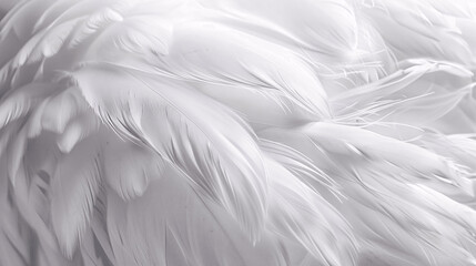 Closeup, white and feathers background for peace, calm and spirituality for God, religion and hope Generative AI 