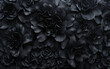 A lavish abundance of abstract black blooms, the rarity of obsidian florals revealed through relief technique on canvas, accentuating texture, dance with light and shadow in a captivating display