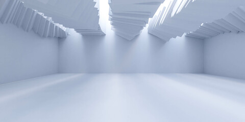 Poster - An empty room with white walls and ceiling 3d render illustration