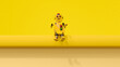 © Westend61 - 3D render of old-fashioned toy robot sitting on yellow ledge