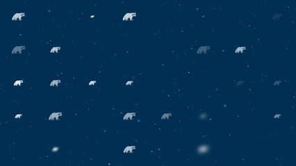Poster - Template animation of evenly spaced raccoon symbols of different sizes and opacity. Animation of transparency and size. Seamless looped 4k animation on dark blue background with stars