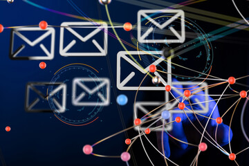 Aufkleber - mail communication support contact concept service - 3d
