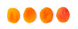 Dried apricot fruit on a white background.