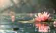 Magic Lotus Flower On Water, Generative AI 