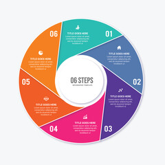 Circular Cycle Round Infographic Template Design with 6 Options