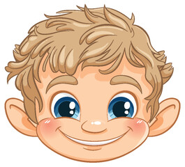 Sticker - Vector illustration of a happy young boy smiling.