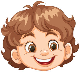 Sticker - Vector illustration of a happy young boy smiling.