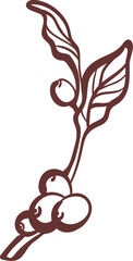 Wall Mural - Coffee branch, bean. Engraving outline leaves, tree in bloom. Sketch for cafe design