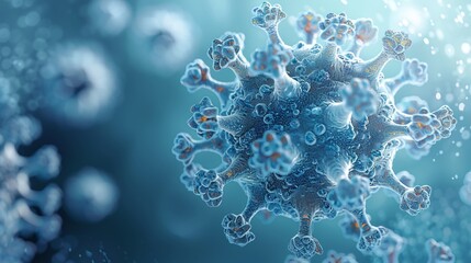 Aufkleber - Future 3d Coronavirus modern on blue background. Abstract polygonal Coronavirus. Microorganism, a type of pathogenic microflora.