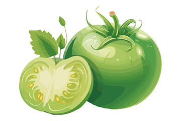 watercolor green tomato  