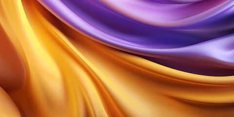 Wall Mural - Abstract Background with Wave Bright Gold and Purple Gradient Silk Fabric