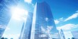 AI generated corporate headquarters or large office under a blue sky. AI generated so has no ties with any real entities. New condition glassy building, under a fair blue sky.