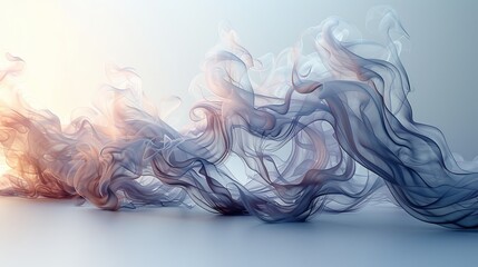 Aufkleber - The concept of power radiation of air flow is portrayed on a light background. IR wind waves are displayed. Rarefied water is seen flowing from a humidifier in a realistic fashion.