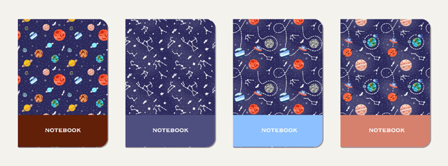 Canvas Print - Note book cover design. Cosmic pattern for kids.