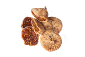 Wall Mural - Dried fig fruit on a white background.